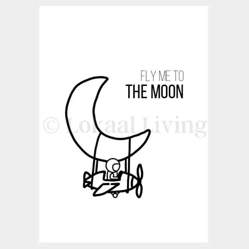 Wenskaart Fly me to the moon