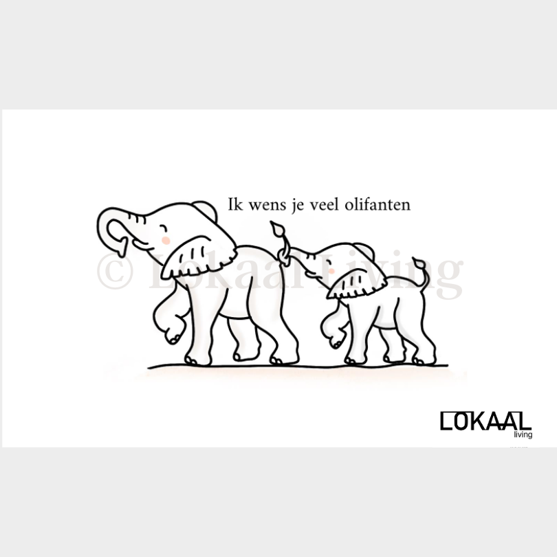 Wenskaart - Ik wens je veel olifanten