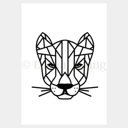 Poster geometrische Panter zwart/wit